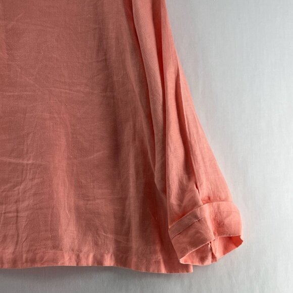 Bryn Walker Linen 3/4 Sleeves Topper Jacket Womens L Oversized Lagenlook Orange - Picture 7 of 11
